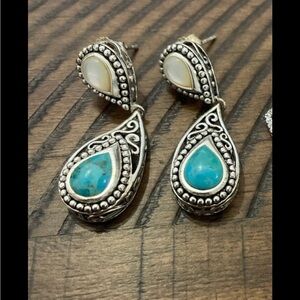 Artisan Silver and Turquoise Teardrop Earrings